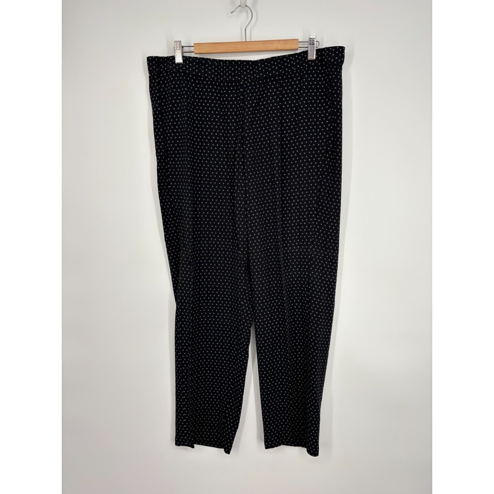 J. Jill Pants L Black White Floral Pull On Dot Rayon Mature High Rise
